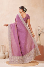 Load image into Gallery viewer, Lavender Color Silk New Designer Embroidered and Swarovski Work Traditional Saree