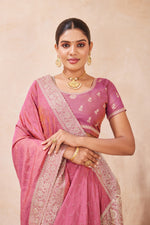 Load image into Gallery viewer, Pink Color Silk Designer Saree with Embroidered and Swarovski Work