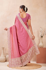 Load image into Gallery viewer, Pink Color Silk Designer Saree with Embroidered and Swarovski Work