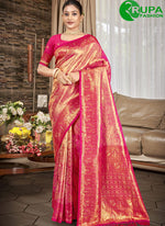 Load image into Gallery viewer, Hot Pink Color Kanjivaram Silk Weaving Work Classical Party Wear Saree
