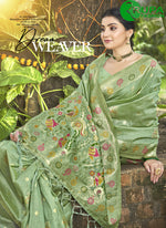 Load image into Gallery viewer, Awesome Sea Green Color Assam Silk Trendy Saree with Meena Work
