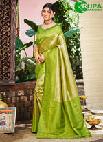 Load image into Gallery viewer, Divine Green Color Kanjivaram Silk Designer Party Wear Saree
