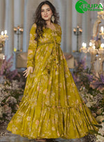 Load image into Gallery viewer, Divine Olive Green Color Airtex Chinon Digital Print Ready Made Western Suit
