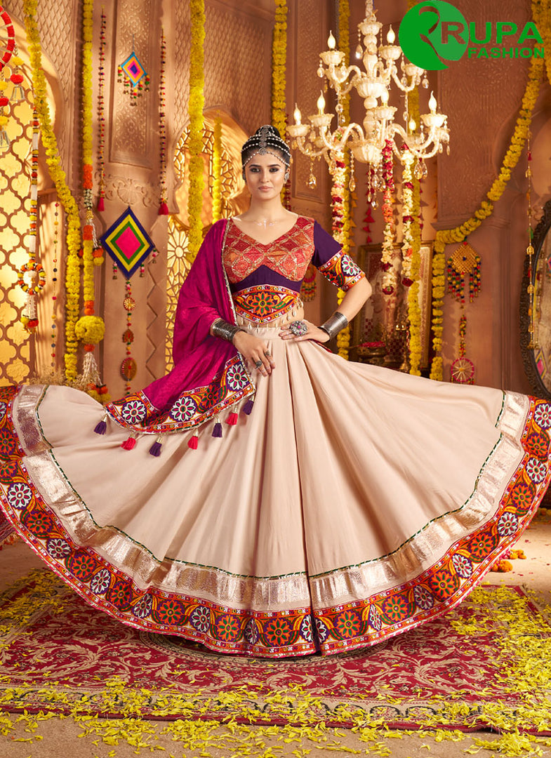 Delightful Beige Color Rayon New Designer Traditional Lehenga Choli