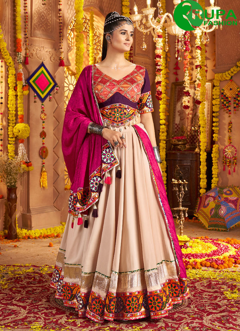 Delightful Beige Color Rayon New Designer Traditional Lehenga Choli