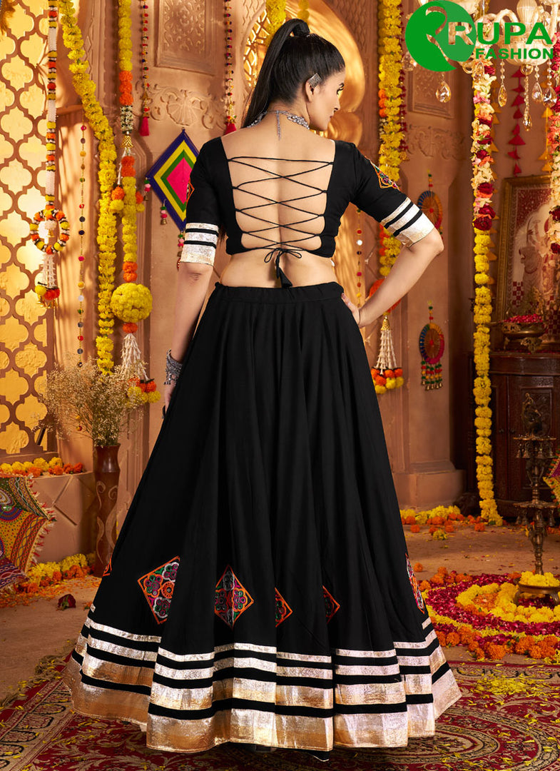 Majestic Rayon Readymade Lehenga Choli with Embroidered, Lace, Mirror and Thread Work