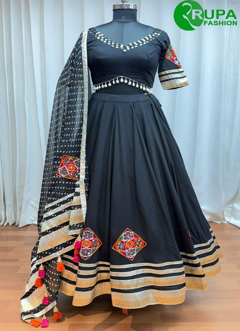 Majestic Rayon Readymade Lehenga Choli with Embroidered, Lace, Mirror and Thread Work