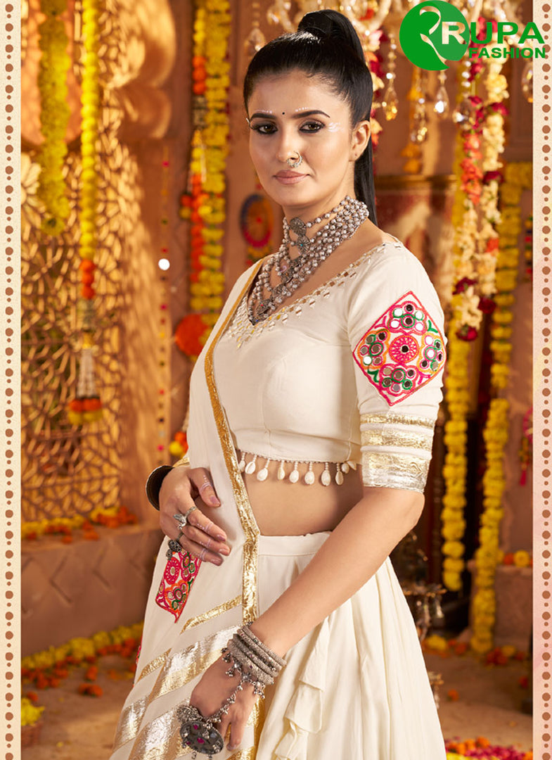 Divine White Color Rayon New Designer Festive Wear Lehenga Choli