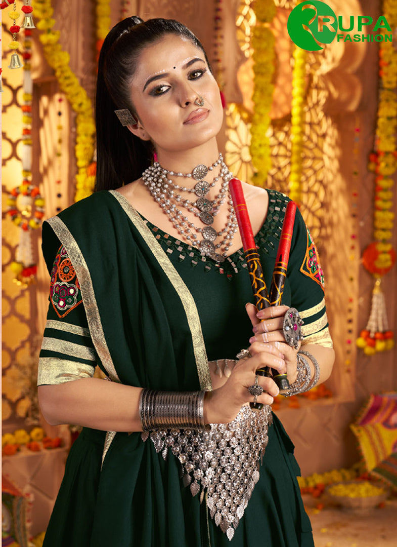 Attractive Green Color Rayon Readymade Lehenga Choli