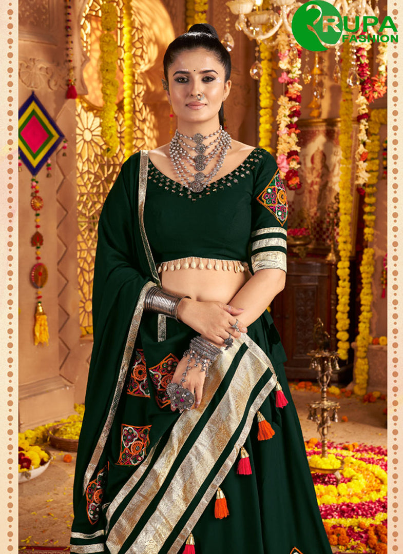 Attractive Green Color Rayon Readymade Lehenga Choli