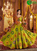 Load image into Gallery viewer, Splendorous Green Color Cotton Readymade Lehenga Choli with Embroidered, Mirror and Thread Work

