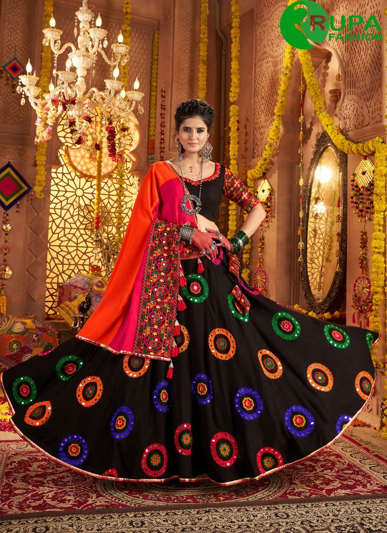 Majestic Black Color Viscose Cotton Readymade Traditional Lehenga Choli
