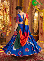 Load image into Gallery viewer, Divine Blue Color Cotton Embroidered, Mirror and Thread Work Readymade Lehenga Choli
