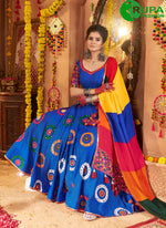 Load image into Gallery viewer, Divine Blue Color Cotton Embroidered, Mirror and Thread Work Readymade Lehenga Choli
