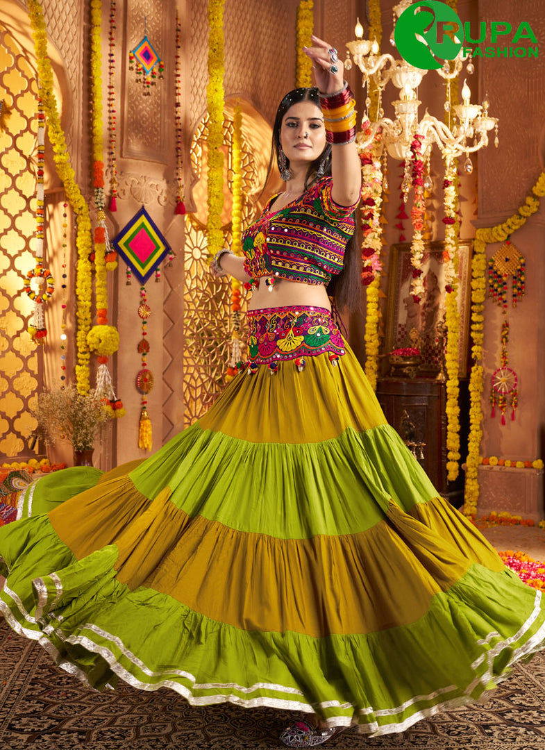 Eye Catchy Multi Color Viscose Cotton Designer Traditional Lehenga Choli