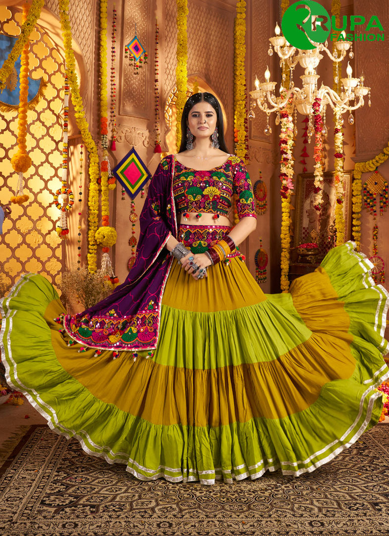 Eye Catchy Multi Color Viscose Cotton Designer Traditional Lehenga Choli
