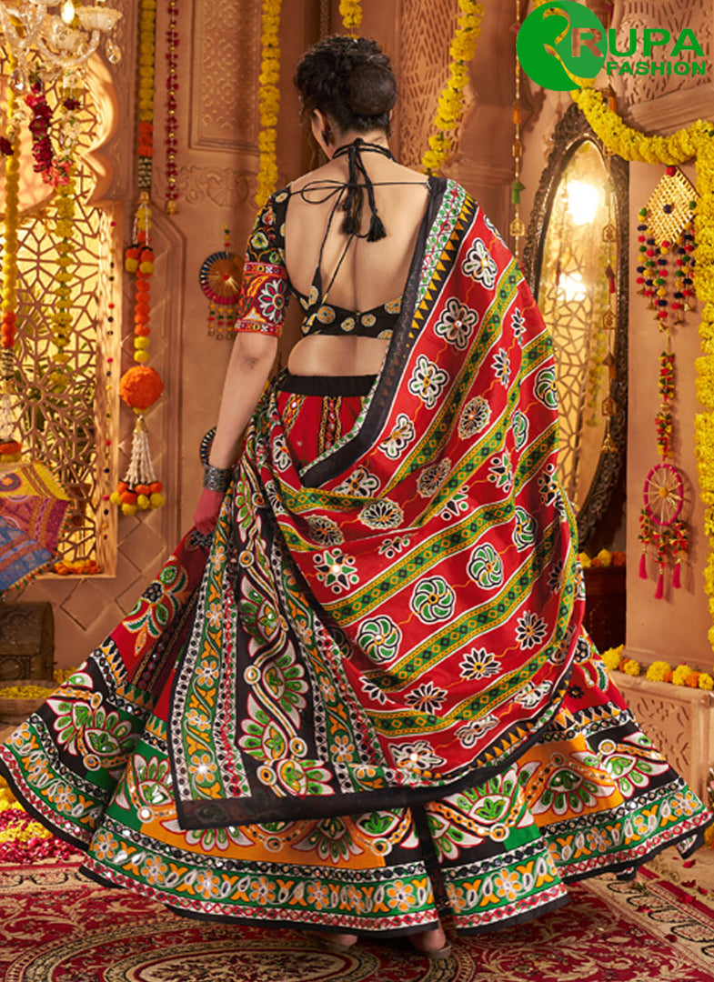 Lovely Red Color Organic Cotton Readymade Traditional Lehenga Choli