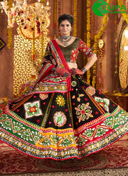Majestic Black Color Organic Cotton Readymade Traditional Lehenga Choli
