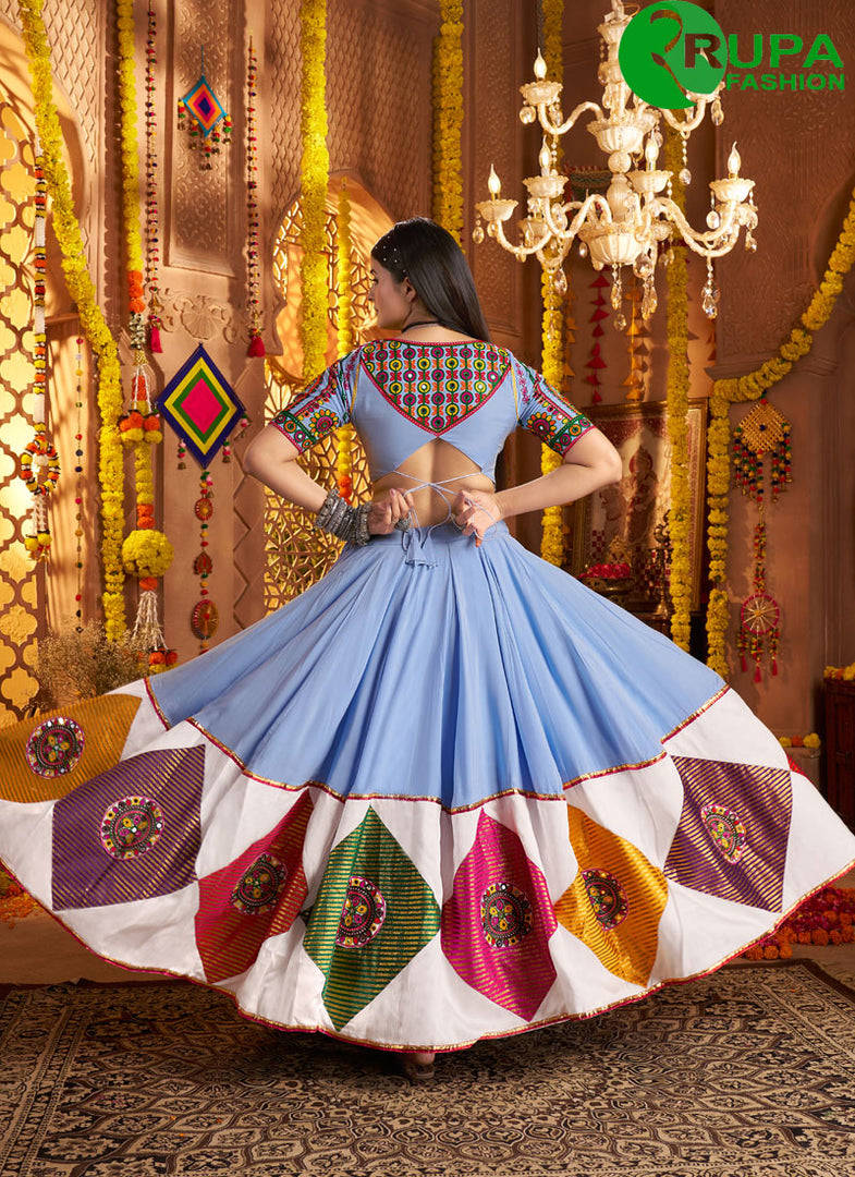 Adorable Blue Color Viscose Cotton New Designer Traditional Ready Made Lehenga Choli