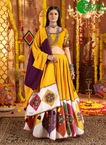 Load image into Gallery viewer, Divine Mustard Yellow Color Cotton Readymade Traditional Lehenga Choli
