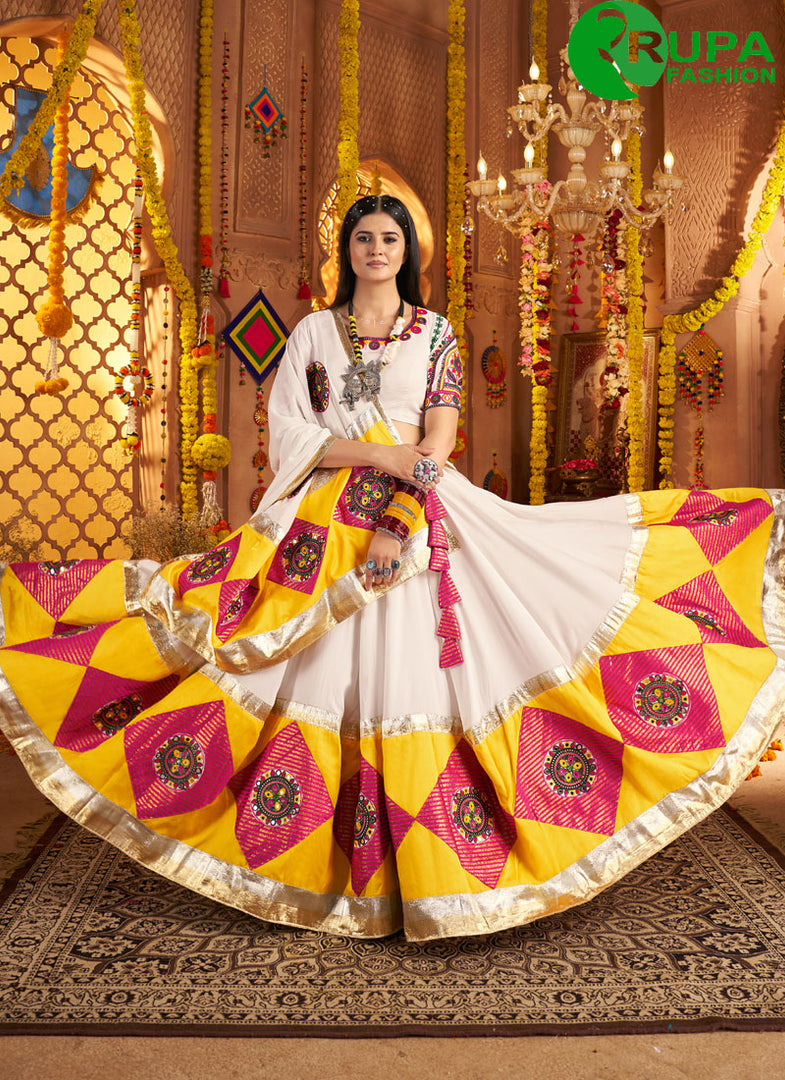 Adorable Off White Viscose Cotton Embroidered Traditional Lehenga Choli
