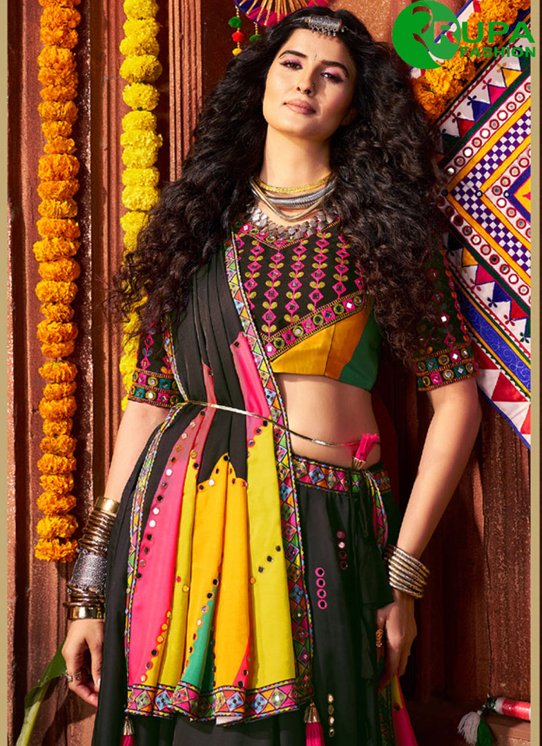 Divine Multi Color Silk Readymade Designer Traditional Lehenga Choli