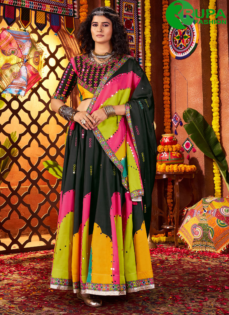 Divine Multi Color Silk Readymade Designer Traditional Lehenga Choli