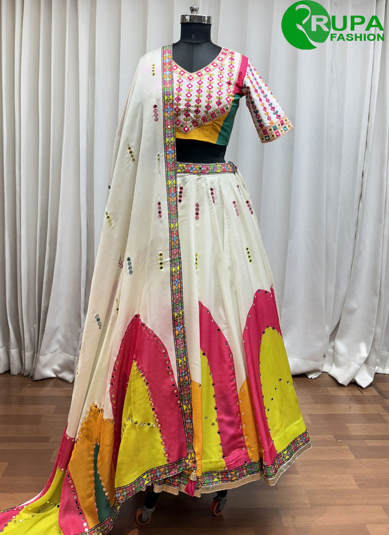 Wonderful White Color Silk Designer Readymade Traditional Lehenga Choli