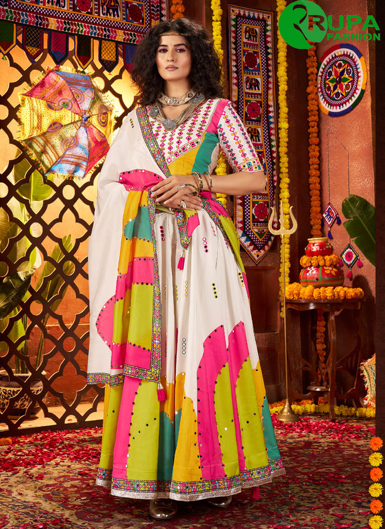 Wonderful White Color Silk Designer Readymade Traditional Lehenga Choli