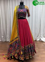 Load image into Gallery viewer, Multi Color Embroidered, Mirror and Thread Work Viscose Cotton Readymade Lehenga Choli
