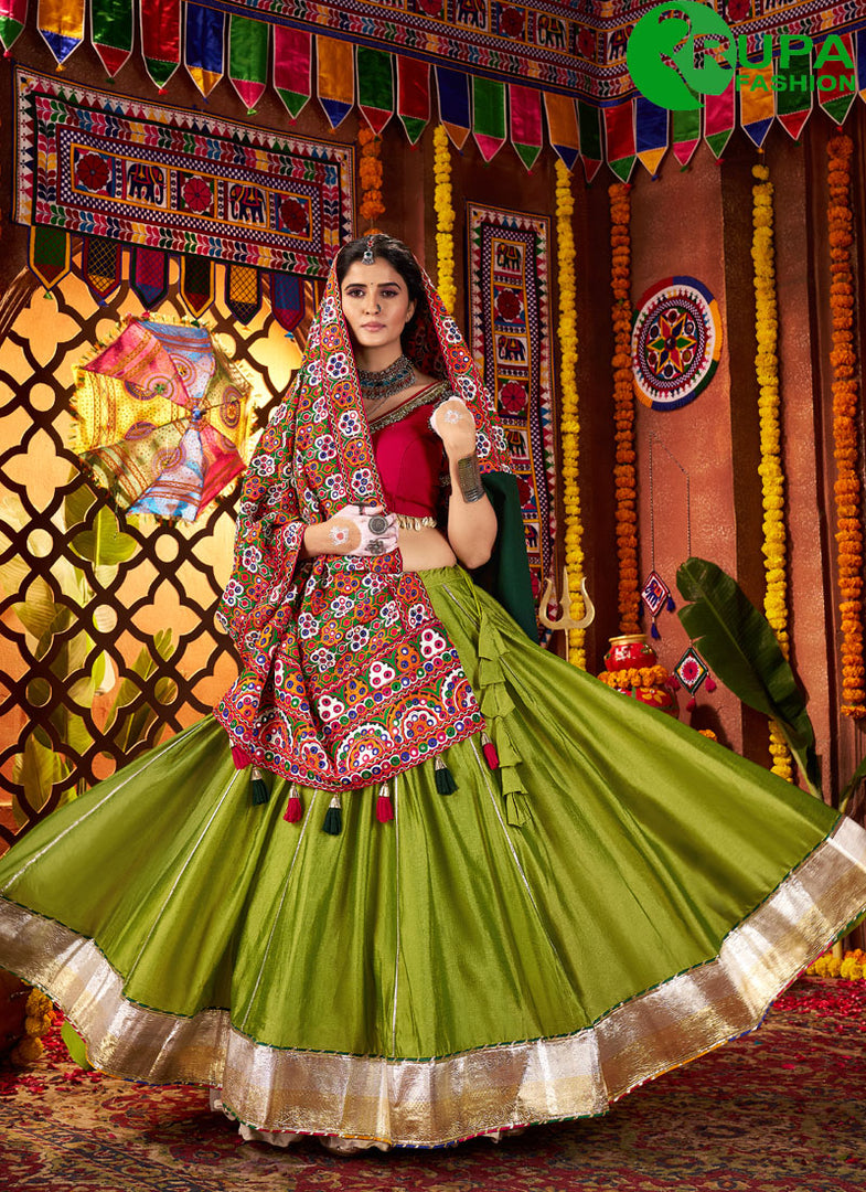 Wonderful Green Color Silk New Designer Ready Made Traditional Lehenga Choli