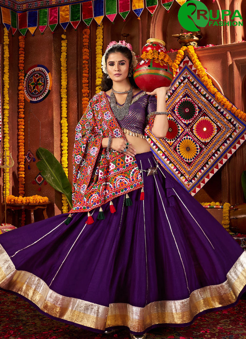 Adorable Purple Color Silk Weaving Work Readymade Lehenga Choli