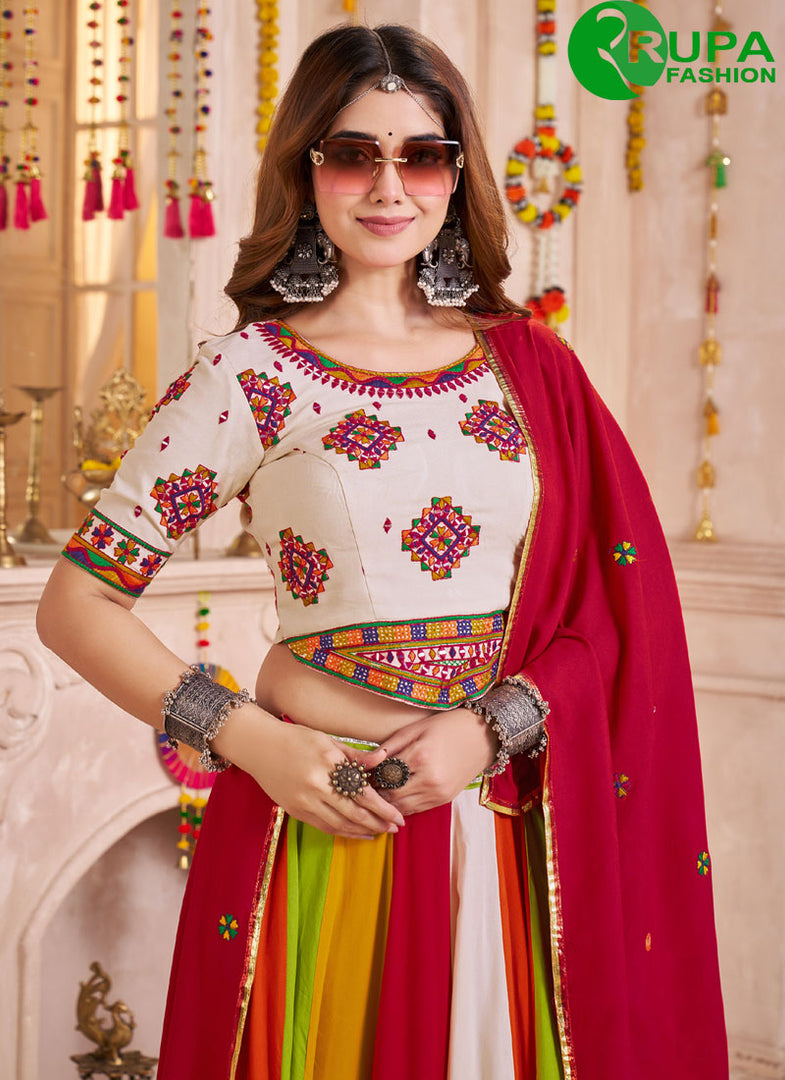 Multi Color Viscose Cotton Lace Work Readymade Traditional Lehenga Choli