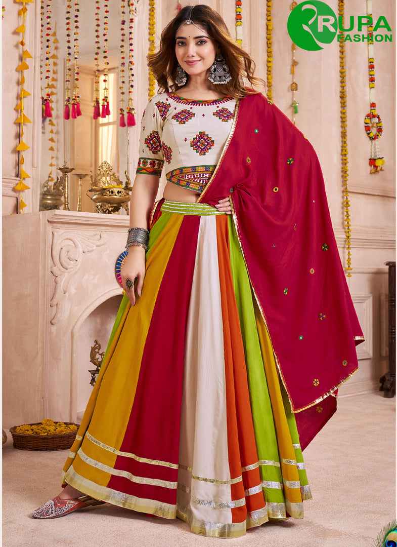 Multi Color Viscose Cotton Lace Work Readymade Traditional Lehenga Choli