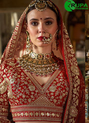 Adorable Red Color Silk New Designer Bridal Wear A Line Lehenga Choli