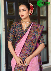 Lovely Pink Color Foil Print and Lucknowi Work Georgette Traditional Saree