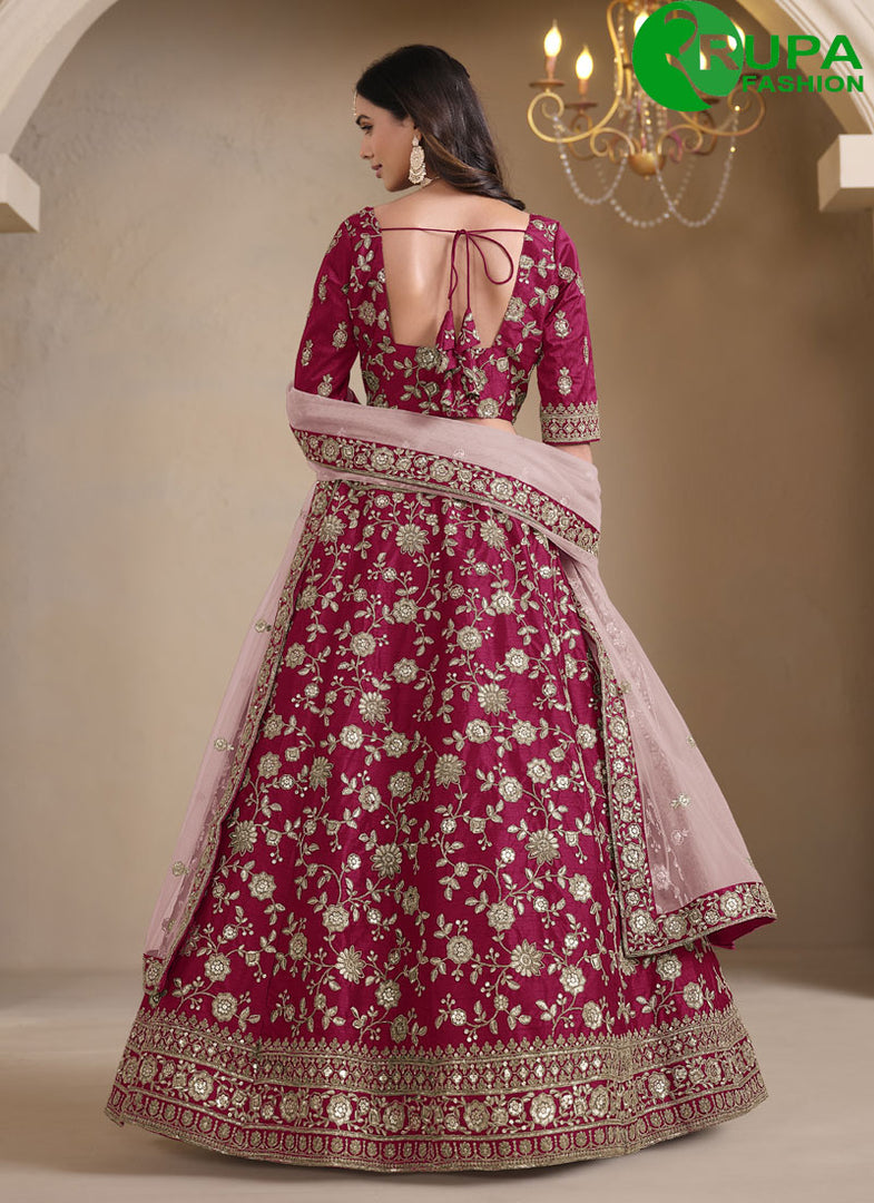 Maroon Color Art Silk Designer Party Wear Lehenga Choli