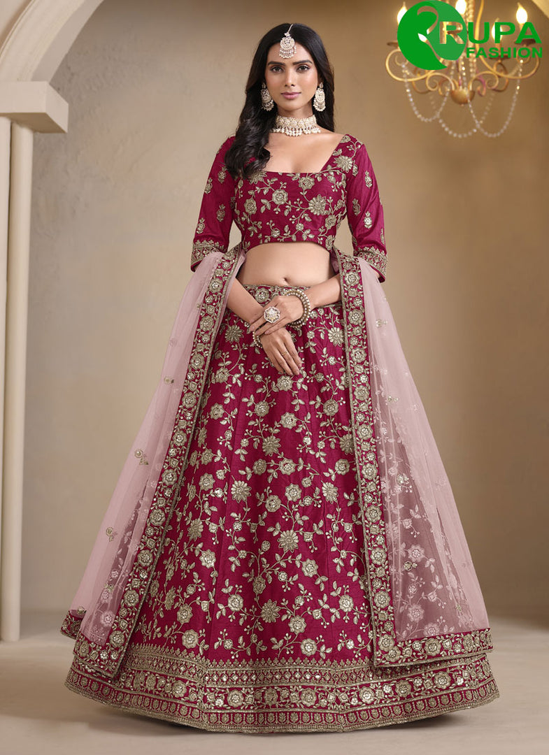 Maroon Color Art Silk Designer Party Wear Lehenga Choli