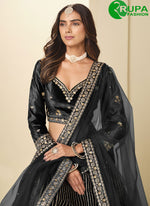 Load image into Gallery viewer, Majestic Black Color Ice Velvet Lehenga Choli with Embroidered and Sequins Work