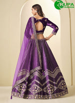 Load image into Gallery viewer, Divine Purple Color Ice Velvet Embroidered and Sequins Work Lehenga Choli