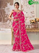 Load image into Gallery viewer, Speechless Rani Color Organza Traditional Wedding Saree with Embroidered, Sequins, Stone and Zari Work
