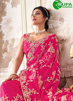 Load image into Gallery viewer, Speechless Rani Color Organza Traditional Wedding Saree with Embroidered, Sequins, Stone and Zari Work
