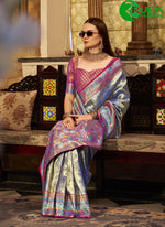 Load image into Gallery viewer, Violet Color Silk Weaving Work Traditional Party Wear Saree
