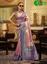 Load image into Gallery viewer, Delightful Pink Color Silk Traditional Party Wear Saree with Weaving Work
