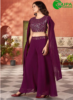Load image into Gallery viewer, Beautiful Wine Color Georgette Designer Ready made Western Suit
