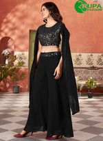 Load image into Gallery viewer, Majestic Black Color Georgette Embroidered Western Ready Made Suit
