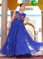 Load image into Gallery viewer, Splendid Blue ColorGeorgette Designer with Gamthi, Mirror and Strips Print Work Gown
