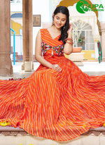 Load image into Gallery viewer, New Designer Orange Color Georgette Gamthi, Mirror and Strips Print Work Designer Gown
