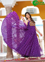 Load image into Gallery viewer, Marvels Purple Color Gamathi Work with real mirror with original codi lece Gown
