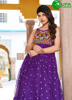 Load image into Gallery viewer, Marvels Purple Color Gamathi Work with real mirror with original codi lece Gown

